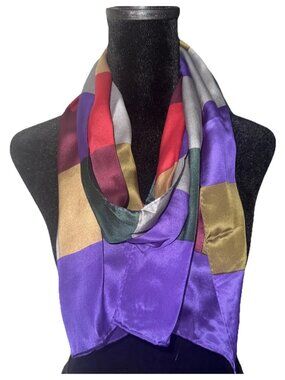 Vintage Baar & Beards All Silk Scarf Patchwork Rectangle Long